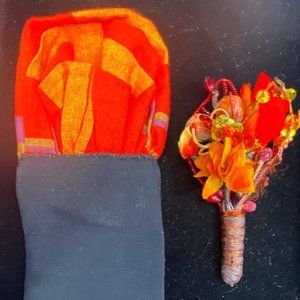 Matching Pocket Square and Boutonniere